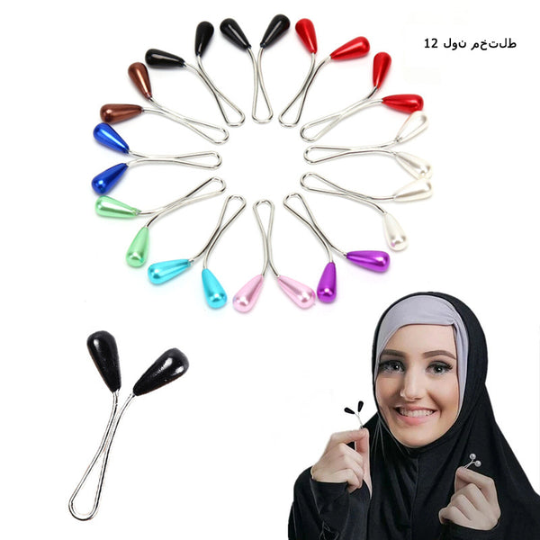 وشاح على شكل دمعة لؤلؤية مع بروش وشاح